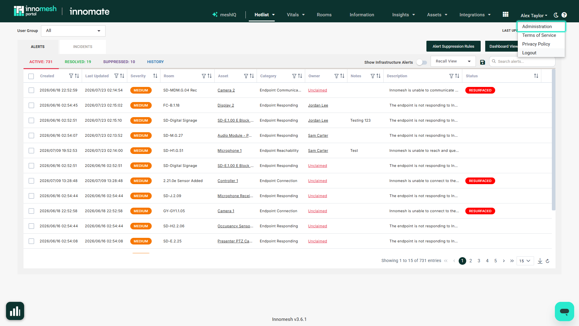 Navigating to the Administration page from the Portal