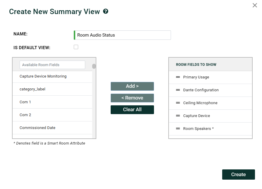 Administration interface for configuring Summary Views