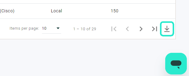 Download button for exporting room information as CSV