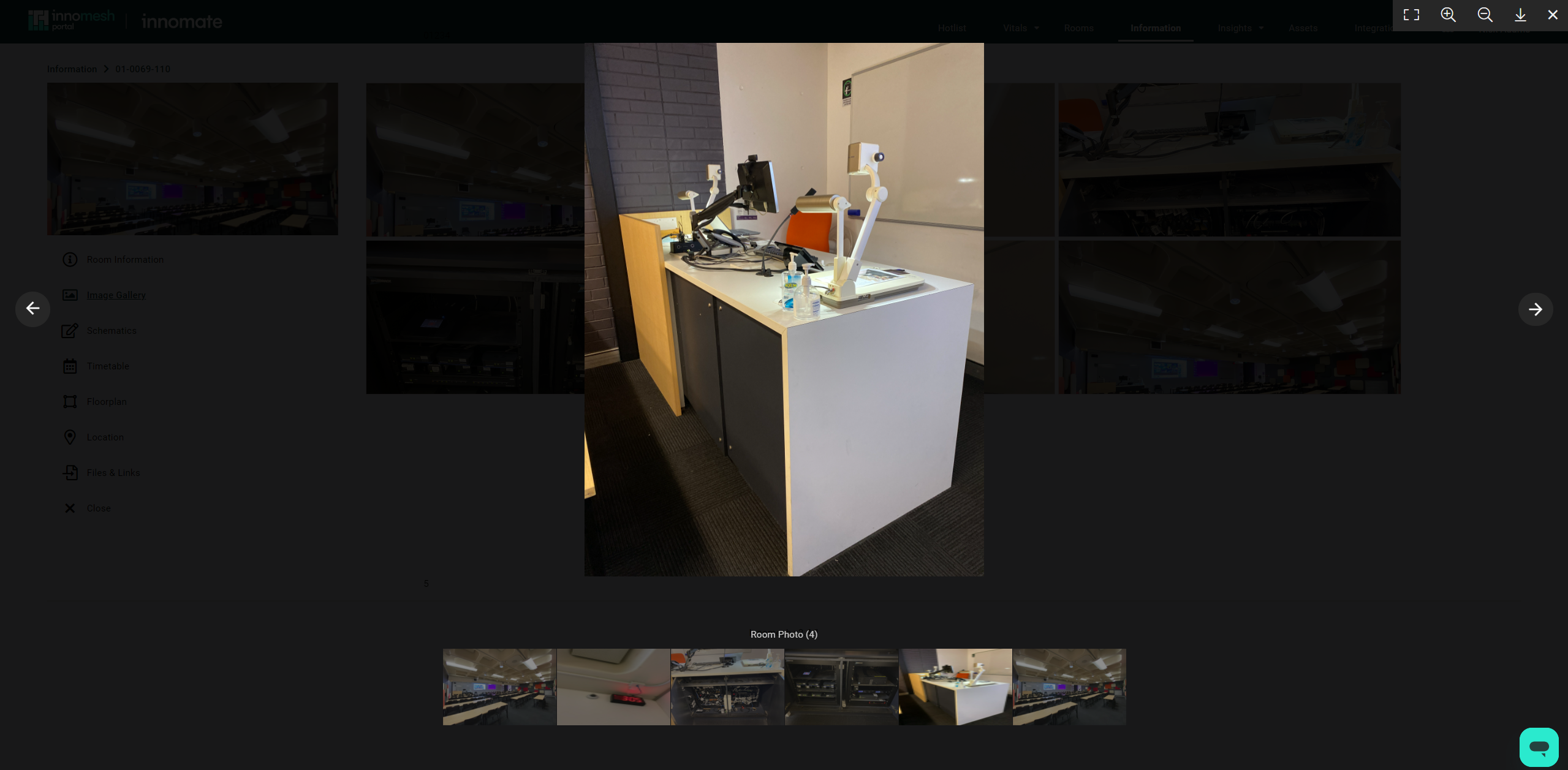 Enlarged gallery view with zoom and navigation controls