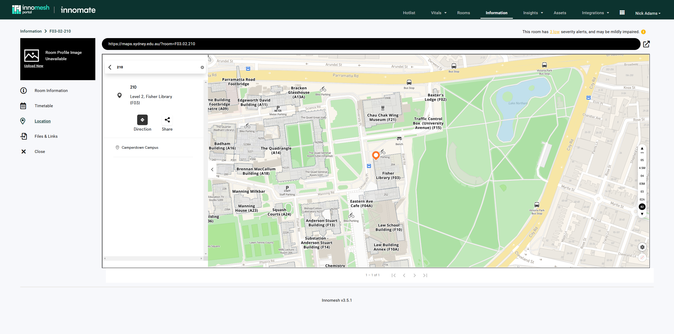 Location page with embedded map or link display
