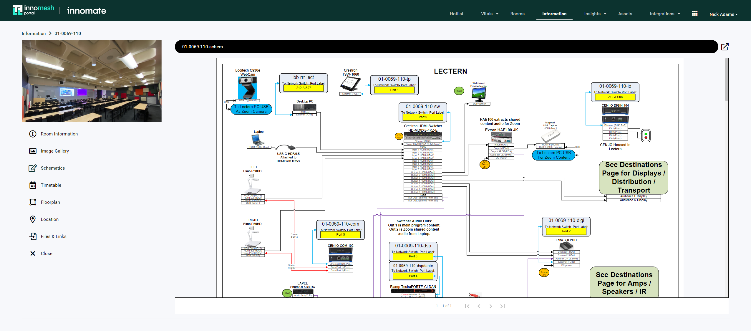 Schematics page with embedded document viewer