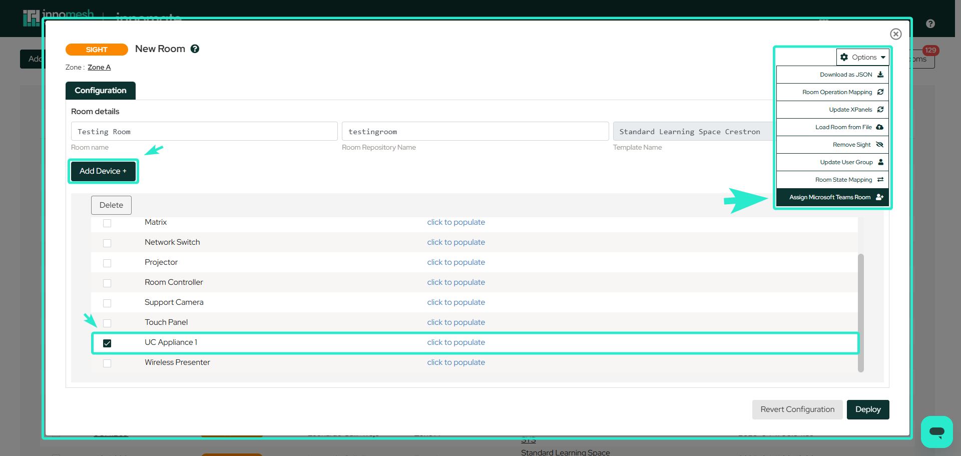 Step 4 - Assign the MTR device through dropdown