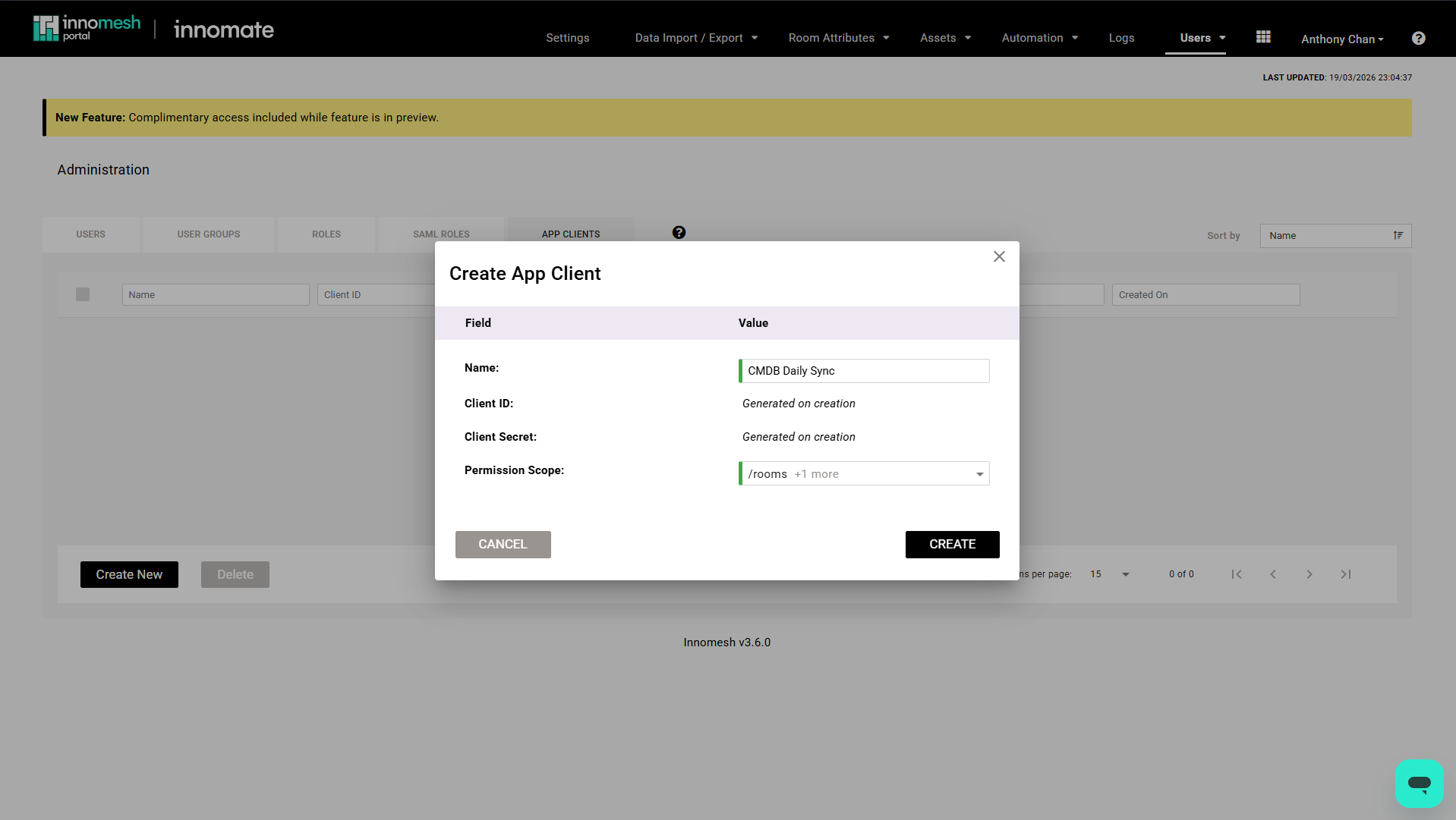Warning dialog confirming deletion of the PowerBI Dashboards App Client with Cancel and Yes, Delete buttons