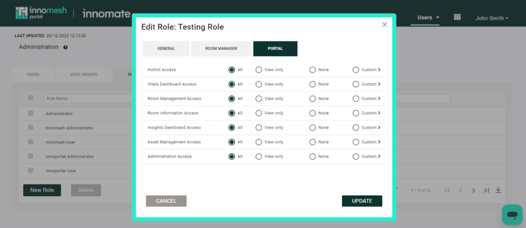 Templates Access custom permissions picker for a role