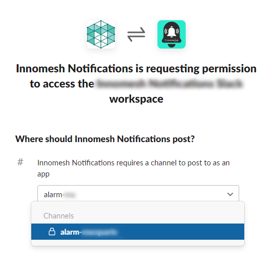 Slack channel picker for webhook with Allow button