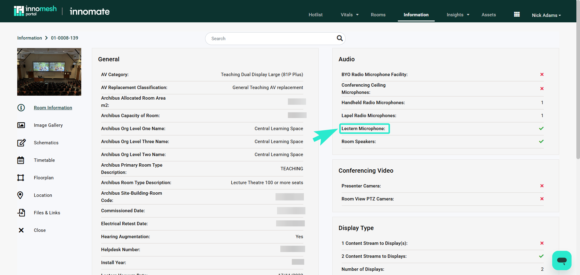 Create New Room Attribute dialog showing the Name, Data Source, Grouping, and Type fields
