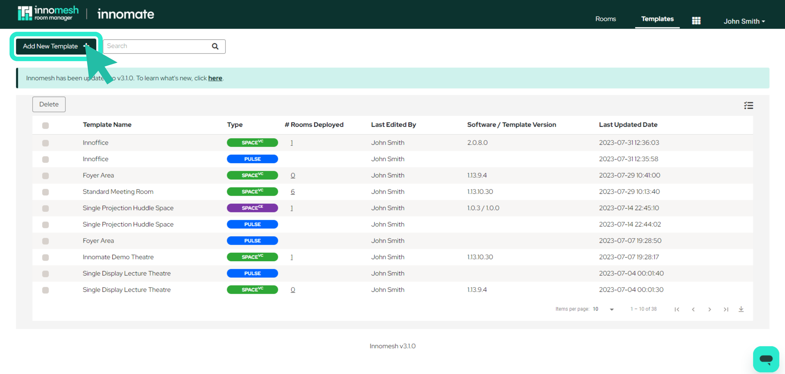 Templates Page