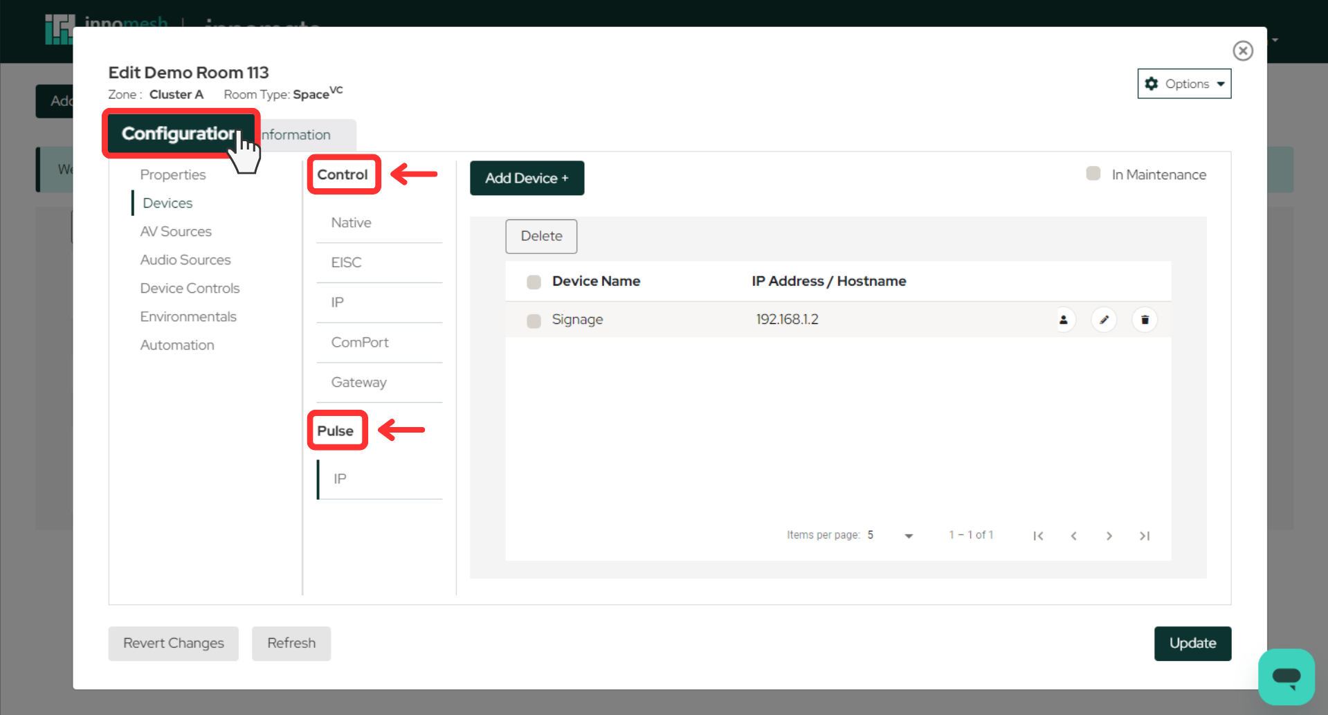 Configuration tab showing combined Space and Pulse deployment workflow