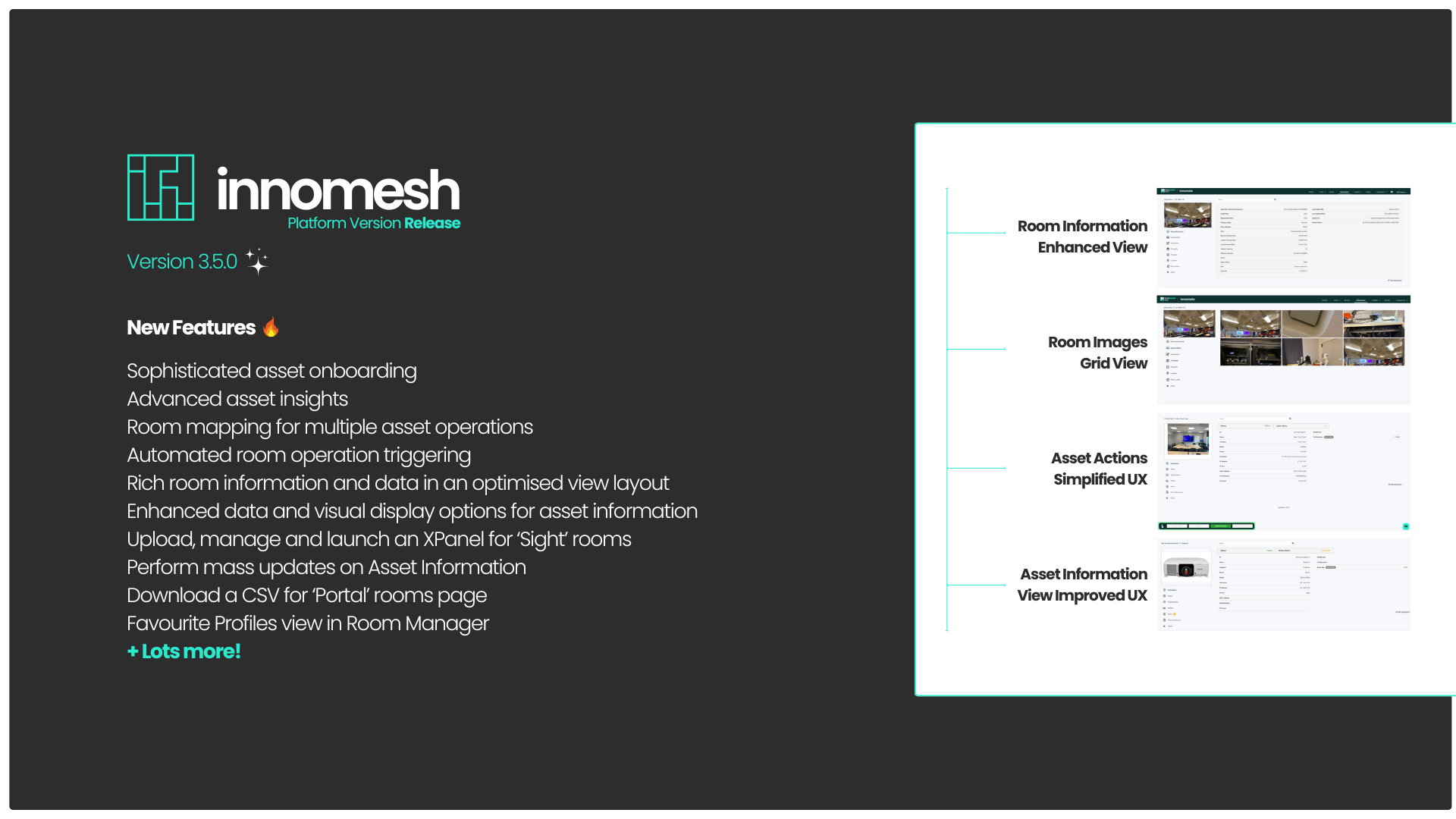 Innomesh v3.5.0 release summary listing new features