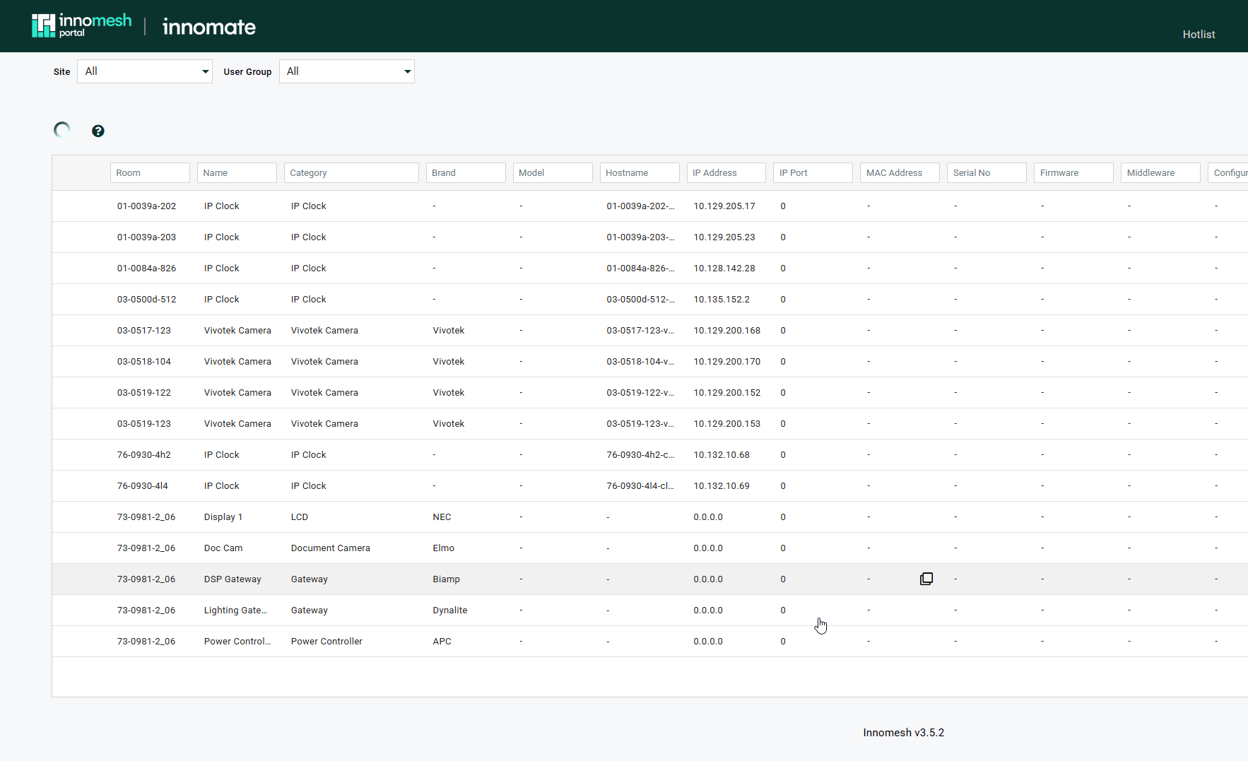 Assets page row with a copy-to-clipboard control on each cell value, pasted into an external form